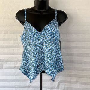 Wild Fable Women’s Blue Daisy Print Tank Top Size Medium Adjustable Straps